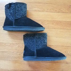 Minnetonka Short Suede Tweed Boots Black 7 style 86410 New without tag Read